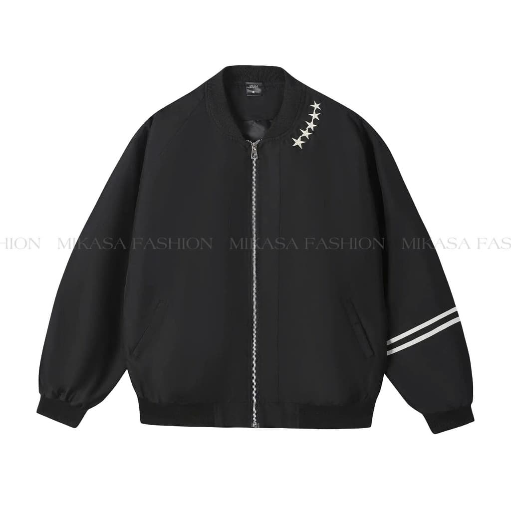 Áo khoác bomber Thêu Năm Ngôi Sao gió 2 lớp trượt nước, cản gió chống tia UV