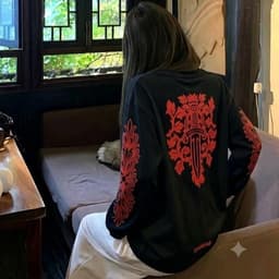 Áo thun phông dài tay KIẾM ĐỎ thánh giá thập tự CHORME HEARTS l66 nam nữ boxy long tee form rộng thể thao thu đông AM119 6