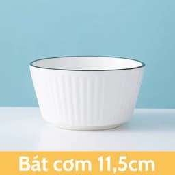 Bộ Bát Đĩa Sứ Trắng Viền Đen Thiết Kế Gân Sọc Mới Sang Trọng Siêu Bền Đẹp An Toàn Cho Máy Rửa Bát 4