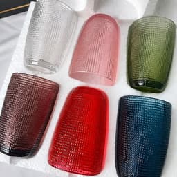 Bộ 6 Ly Thủy Tinh Vân Lưới Cao Cấp 340ML, Cốc Uống Nước Sang Trọng Nhiều Màu, Dùng Gia Đình Văn Phòng Quà Tặng 9