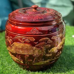 Bình Ủ Trà Giữ Nhiệt Giỏ Ủ Ấm Tích Pha Trà Xanh Gốm Sứ Bát Tràng Giành Nhựa Giả Mây Dùng Hãm Chè Dung Tích 1,6L MC33 2