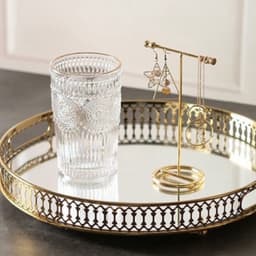 Khay tròn,khay chữ nhật tráng gương viền mạ vàng cao cấp,khay decor phong cách Bắc Âu, Bao bù bể vỡ M109 6