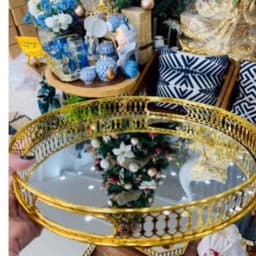 Khay tròn,khay chữ nhật tráng gương viền mạ vàng cao cấp,khay decor phong cách Bắc Âu, Bao bù bể vỡ M109 8