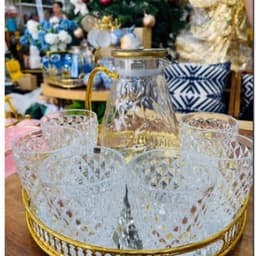 Khay tròn,khay chữ nhật tráng gương viền mạ vàng cao cấp,khay decor phong cách Bắc Âu, Bao bù bể vỡ M109 5