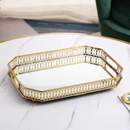 Khay tròn,khay chữ nhật tráng gương viền mạ vàng cao cấp,khay decor phong cách Bắc Âu, Bao bù bể vỡ M109 1