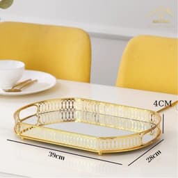 Khay tròn,khay chữ nhật tráng gương viền mạ vàng cao cấp,khay decor phong cách Bắc Âu, Bao bù bể vỡ M109 2