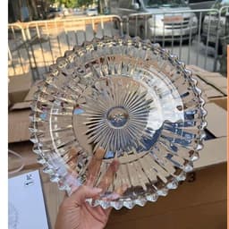 Đĩa thuỷ tinh tròn khay thủy tinh trắng siêu to đường kính 30cm  MB33 1