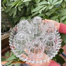 Đĩa thuỷ tinh tròn khay thủy tinh trắng siêu to đường kính 30cm  MB33 3