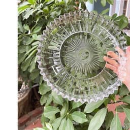 Đĩa thuỷ tinh tròn khay thủy tinh trắng siêu to đường kính 30cm  MB33 4