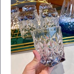 Set Bình Nước + 6 Cốc Thuỷ Tinh Đế Vuông Hongli + Bình nước chịu nhiệt họa tiết mắt na Hàng Vip  M31 6