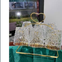 Set Bình Nước + 6 Cốc Thuỷ Tinh Đế Vuông Hongli + Bình nước chịu nhiệt họa tiết mắt na Hàng Vip  M31 8