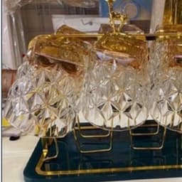 Set Bình Nước + 6 Cốc Thuỷ Tinh Đế Vuông Hongli + Bình nước chịu nhiệt họa tiết mắt na Hàng Vip  M31 9