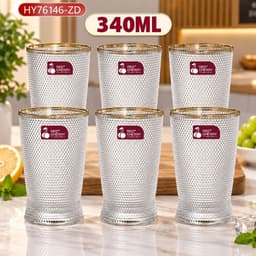 Bộ 6 chiếc cốc thủy tinh chấm bi , sang trọng thích hợp với nhiều đồ uống 280ml  Cao Cấp 1