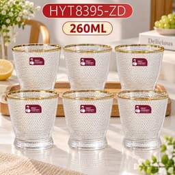 Bộ 6 chiếc cốc thủy tinh chấm bi , sang trọng thích hợp với nhiều đồ uống 280ml  Cao Cấp 2