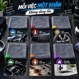 Khăn lau đa năng Microfiber 30x30cm – MỖI VIỆC MỘT KHĂN - KHÔNG DÙNG LẪN | Combo 5, 10, 20 khăn màu ngẫu nhiên 4