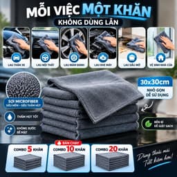 Khăn lau đa năng Microfiber 30x30cm – MỖI VIỆC MỘT KHĂN - KHÔNG DÙNG LẪN | Combo 5, 10, 20 khăn màu ngẫu nhiên 2