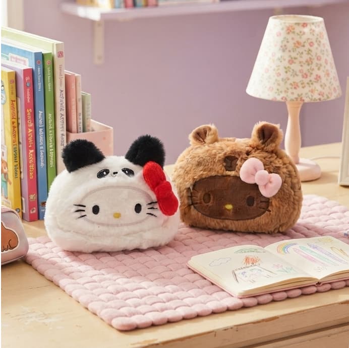 Túi đựng bút Hello Kitty Capybara lông mềm cute xinh xắn cho bé gái