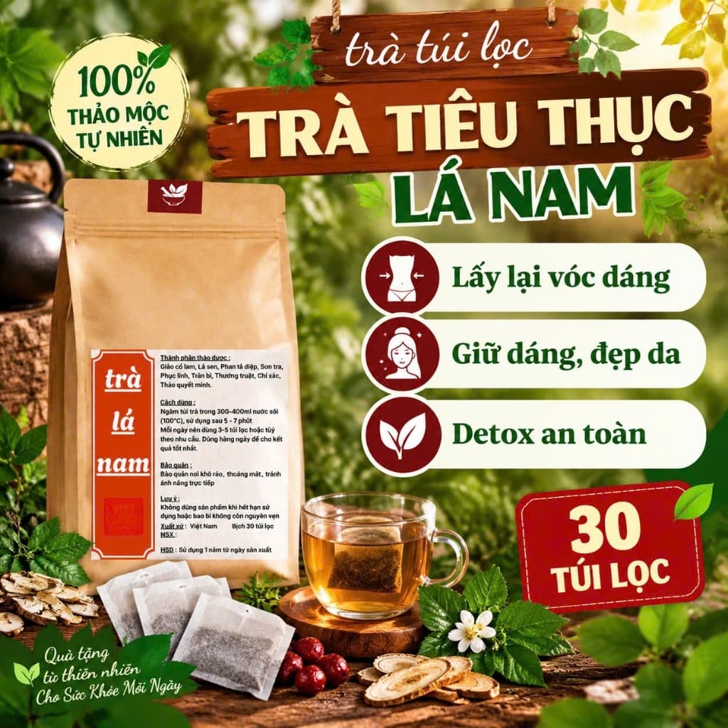 Trà Tiêu Thực (Tiêu mỡ) - Trà Lá Nam Detox thải mỡ bụng, đùi giúp nhẹ người, điều chỉnh cân nặng.