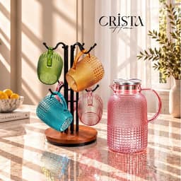 Bộ 6 Cốc Thủy Tinh Vân Hạt Sương Mai Có Quai Crista Home 420ml, Borosilicate Chịu Nhiệt – Mã 60306 1