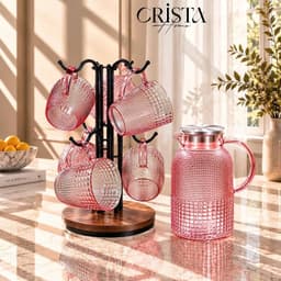Bộ 6 Cốc Thủy Tinh Vân Hạt Sương Mai Có Quai Crista Home 420ml, Borosilicate Chịu Nhiệt – Mã 60306 5