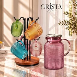 Bộ 6 Cốc Thủy Tinh Vân Hạt Sương Mai Có Quai Crista Home 420ml, Borosilicate Chịu Nhiệt – Mã 60306 7