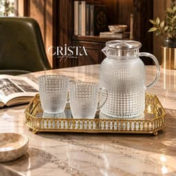 Bộ 6 Cốc Thủy Tinh Vân Hạt Sương Mai Có Quai Crista Home 420ml, Borosilicate Chịu Nhiệt – Mã 60306 8