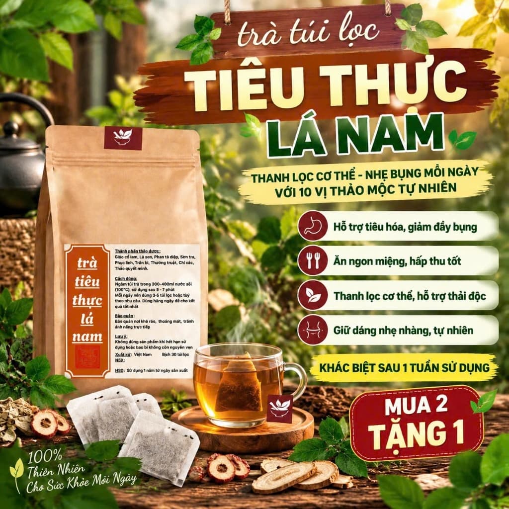 Trà Lá Nam 10 vị - Thanh mát, da sáng đẹp, vị dịu nhẹ dễ uống hộp 30 túi lọc