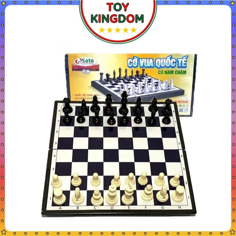 [Sato] Bộ Cờ Vua Trắng Đen Size Lớn Có Nam Châm Loại Cao Cấp Đồ Chơi Trí Tuệ Thể Thao Boardgame