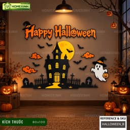 [HỎA TỐC] Set Decor Fomex 5mm Decor Halloween Cafe, Lớp Học, Gắn Mành Tre - Bộ Tranh Dán Dễ Bóc Decor Ngày Hội Halloween 6
