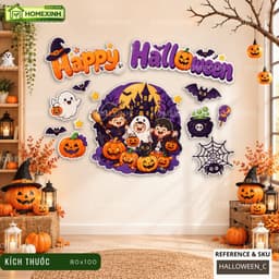 [HỎA TỐC] Set Decor Fomex 5mm Decor Halloween Cafe, Lớp Học, Gắn Mành Tre - Bộ Tranh Dán Dễ Bóc Decor Ngày Hội Halloween 5