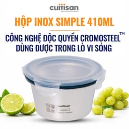 Hộp Đựng Thực Phẩm Cuitisan Simple Tròn Inox 304 Cao Cấp  DÙNG TRONG LÒ VI SÓNG, MADE IN KOREA, an toàn, bảo hành 2 năm 2