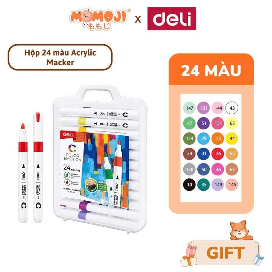 [GIFT] Hộp 24 bút tô màu Acrylic Marker Deli cho bé