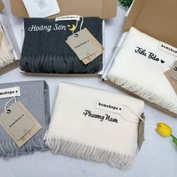 (THÊU TÊN) Khăn Len Dạ Cao Cấp Thêu Tên Theo Yêu Cầu Khăn Choàng Cổ Quà Tặng Bạn Trai Bạn Gái Valentine 65*200cm 5