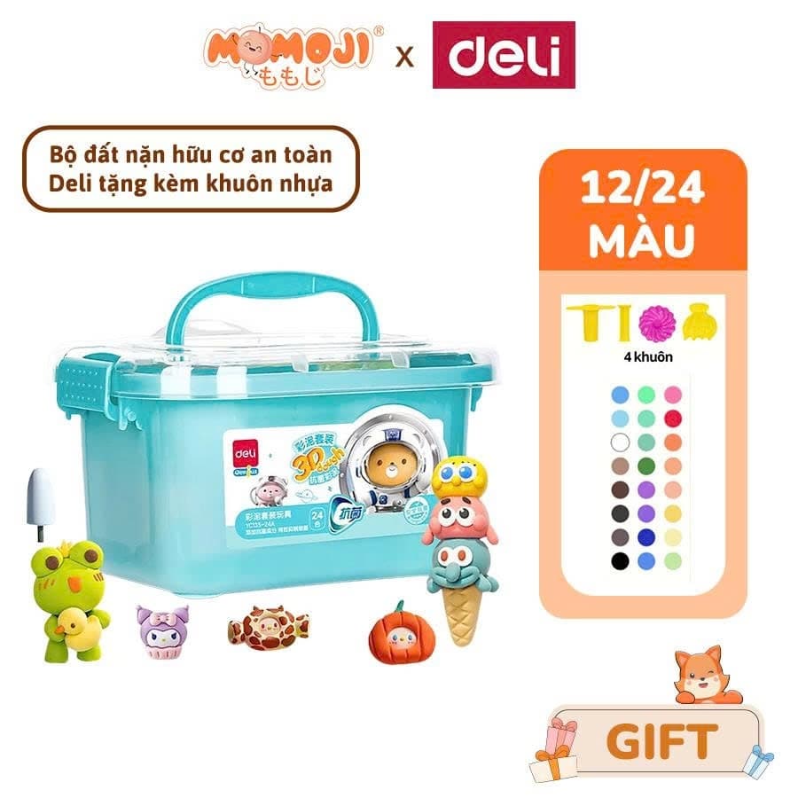 [GIFT] Hộp đất nặn  24 màu hình chú gấu xanh cho bé