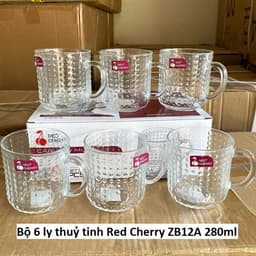 Bộ 6 Ly Thủy Tinh Có Quai G-HORSE 225ml và Red Cherry ZB12A 280ml 8