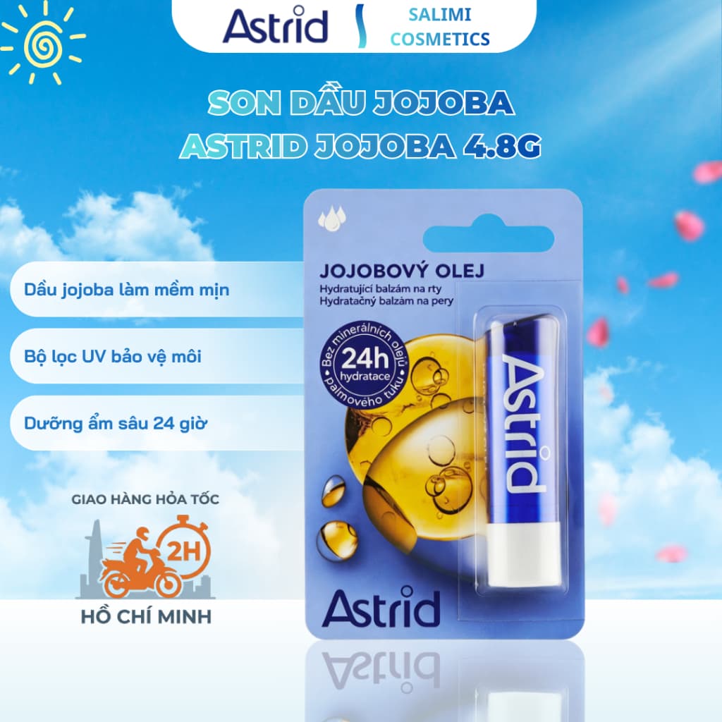Son Dưỡng Môi Astrid Jojoba 4.8g - Dầu Jojoba Làm Mềm Mịn, Dưỡng Ẩm 24h, Bảo Vệ Môi