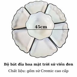 Bộ Bát Đĩa Hoa Mặt Trời Thương Hiệu Gochy Men Sáng Đẹp - Xuất Xứ Bát Tràng 6