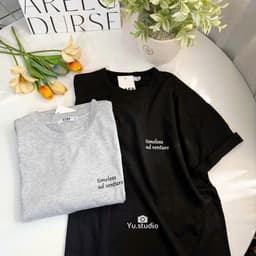 Áo thun 3158 YUSTUDIO form rộng áo thun unisex nam nữ trước ngực mẫu TIMELESS 6