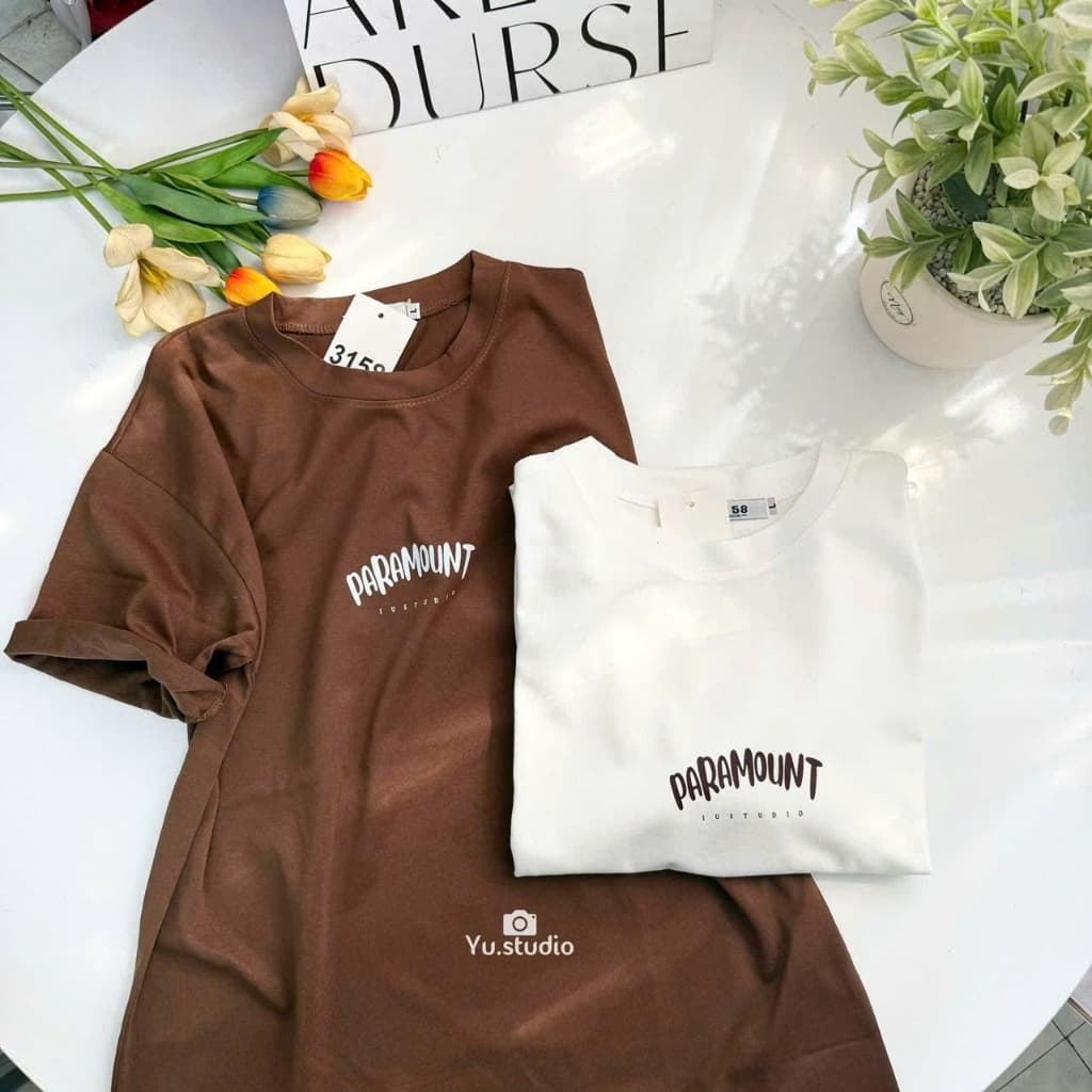 Áo thun 3158 YUSTUDIO form rộng áo thun unisex nam nữ tay lỡ mẫu PARAMOUNT
