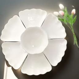 Bộ bát đĩa Hoa Mặt Trời Thương Hiệu Gochy Gốm Sứ Bát Tràng Họa Tiết trắng trơn 45cm 6
