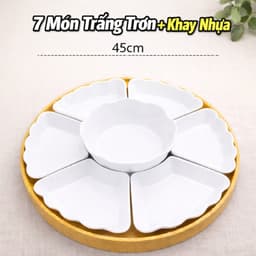 Bộ bát đĩa Hoa Mặt Trời Thương Hiệu Gochy Gốm Sứ Bát Tràng Họa Tiết trắng trơn 45cm 8
