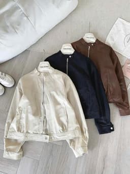 Áo Khoác Kaki Nữ Cổ Tàu Khóa Kéo Dáng Bomber Form Rộng Trẻ Trung Năng Động Phong Cách Hàn Quốc 2