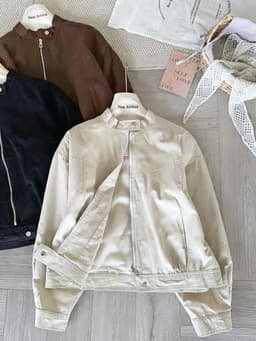 Áo Khoác Kaki Nữ Cổ Tàu Khóa Kéo Dáng Bomber Form Rộng Trẻ Trung Năng Động Phong Cách Hàn Quốc 7