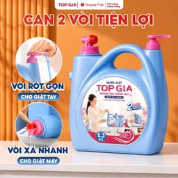 Nước Giặt TopGia Can 5.3KG Đậm Đặc Hương Hoa Sương Mai, Phấn Tinh Khôi Sạch Nhanh, Lưu Hương 100H 1