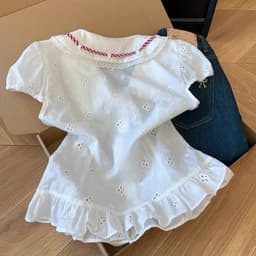 Áo kiểu thêu hoa dây viền JARI thiết kế bacsic dễ mang dễ phối chất liệu thô thêu hoa đi học,đi chơi,đi làm..full size 3