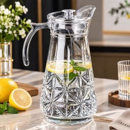 Bình Nước Thủy Tinh Cao Cấp 1.8L – Bình Đựng Nước Trái Cây Có Nắp, Quai Cầm Chắc Tay, Họa Tiết Sang Trọng 1