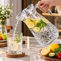 Bình Nước Thủy Tinh Cao Cấp 1.8L – Bình Đựng Nước Trái Cây Có Nắp, Quai Cầm Chắc Tay, Họa Tiết Sang Trọng 2
