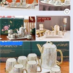 Bộ Ấm Chén gốm sứ men cầu vồng cực sang trọng trang trí Tết Huydecor 1