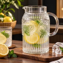 [ GiaDungQueHuong ] Bình Đựng Nước Thủy Tinh, Ca Nước Deli Kèm Cốc Uống Nước Cao Cấp Dung Tích 1,7L  M22 2