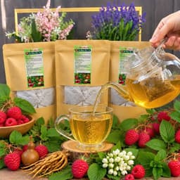 Trà Mâm Xôi  6 Vị - Mâm Xôi, Sâm Tố Nữ, Bầu Đất, Trin.h N.ữ Hoàng Cung, Hoa Nhài, Cỏ Ngọt - Nước trà chè tea 6